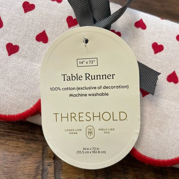 72"x14" Reversible Valentines Hearts Table Runner - Threshold - Picture 2 of 7